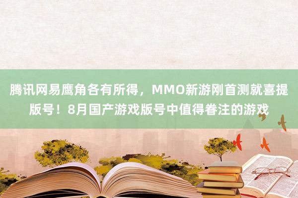 腾讯网易鹰角各有所得，MMO新游刚首测就喜提版号！8月国产游戏版号中值得眷注的游戏