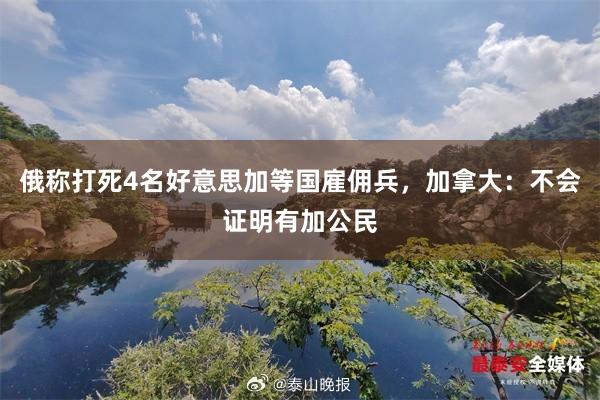 俄称打死4名好意思加等国雇佣兵，加拿大：不会证明有加公民